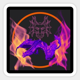 creative dragon with fire design Sticker